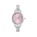 Orologio modulare in acciaio argento con quadrante rosa chiaro e numeri romani - Solo Testa dell'Orologio / Stile 1 Colore Acciaio + Quadrante Rosa