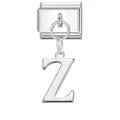 Charm italiano in argento lucido con ciondolo lettera Z per bracciali componibili - Base Argento-Pendente Argento Z