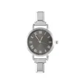 Orologio modulare vintage argento con quadrante grigio e numeri romani da donna - Solo Testa dell'Orologio / Stile 1 Colore Acciaio + Quadrante Nero