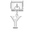 Maglia charm italiana in argento con pendente lettera Y per bracciali modulari - Base Argento-Pendente Argento Y