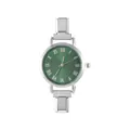Orologio al quarzo da donna in metallo argento con maglie lucide e quadrante verde smeraldo - Solo Testa dell'Orologio / Stile 1 Colore Acciaio + Quadrante Verde