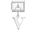 Maglia per bracciale in acciaio inossidabile con ciondolo a forma di lettera V - Base Argento-Pendente Argento V