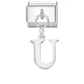 Charm lettera U in argento lucido per bracciali modulari componibili italiani - Base Argento-Pendente Argento U