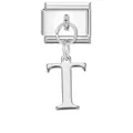Maglia per bracciale italiano in finitura argento con ciondolo a lettera T pendente - Base Argento-Pendente Argento T