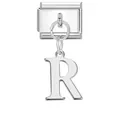Charm modulare italiano in acciaio inossidabile lucido con lettera R pendente - Base Argento-Pendente Argento R