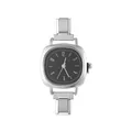 Orologio con cinturino a maglie modulari argento e quadrante quadrato nero - Solo Testa dell'Orologio / Stile 2 Colore Acciaio + Quadrante Nero