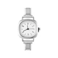 Orologio al quarzo quadrato argento con quadrante bianco e cinturino in metallo - Solo Testa dell'Orologio / Stile 2 Colore Acciaio + Quadrante Bianco