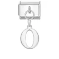 Maglia charm modulare italiana in acciaio lucido con ciondolo pendente a forma di O - Base Argento-Pendente Argento O