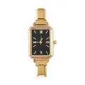 Orologio rettangolare dorato alla moda con quadrante nero e cinturino a maglie - Solo Testa dell'Orologio / Stile 3 Oro + Quadrante Nero