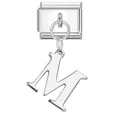 Maglia per bracciale italiano in acciaio lucido con ciondolo a lettera M maiuscola - Base Argento-Pendente Argento M