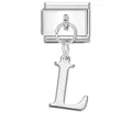 Maglia charm italiana con ciondolo lettera L in metallo argento per bracciali personalizzati - Base Argento-Pendente Argento L