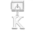 Maglia per bracciale charm italiano con ciondolo lettera K in acciaio inossidabile - Base Argento-Pendente Argento K
