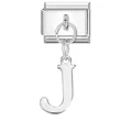 Maglia per bracciale modulare italiano con ciondolo a lettera J in argento lucido accessorio - Base Argento-Pendente Argento J