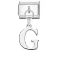 Maglia charm italiana con pendente a lettera G in argento per bracciali modulari - Base Argento-Pendente Argento G