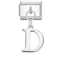 Charm modulare italiano in finitura argento con un ciondolo a lettera D maiuscola - Lettera D / Base Argento-Pendente Argento D