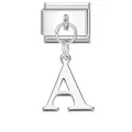 Maglia charm modulare italiana in argento con pendente a forma di lettera A - Base Argento-Pendente Argento A