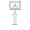 Charm modulare italiano in acciaio inossidabile con pendente a forma di lettera I lucida - Base Argento-Pendente Argento I