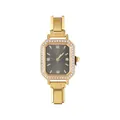 Orologio ottagonale dorato con quadrante grigio e strass su cinturino in acciaio a maglie - Solo Testa dell'Orologio / Stile 6 Oro + Quadrante Nero