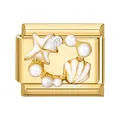 Modulo bracciale componibile dorato con stella marina conchiglia perle e zirconi - Cerchio