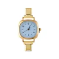 Orologio quadrato dorato alla moda con quadrante azzurro e cinturino a maglie sottili - Testa dell'Orologio / 5.7x2.5cm / Modello 2 Oro + Quadrante Celeste