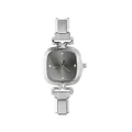 Orologio da donna in acciaio argento con quadrante grigio spazzolato e cristalli - Testa dell'Orologio / 5.7x2.5cm / Modello 7 Argento + Quadrante Nero