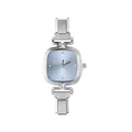 Orologio da donna minimalista in acciaio argento con quadrante azzurro e strass - Testa dell'Orologio / 5.7x2.5cm / Modello 7 Argento + Quadrante Celeste