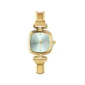 Orologio da donna con cinturino a maglie dorate e quadrante blu minimalista effetto soleil - Testa dell'Orologio / 5.7x2.5cm / Modello 7 Oro + Quadrante Verde Chiaro