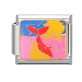 Italian charm link with colorful whale tail sunset enamel for DIY bracelets - 1x0.9cm / Mermaid Skirt