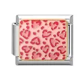 Italian charm link with pink heart leopard pattern for DIY modular bracelet - 1x0.9cm / Pink Leopard