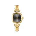 Orologio quadrato dorato con quadrante spazzolato grigio scuro e strass - Testa dell'Orologio / 5.7x2.5cm / Stile 7 Oro + Quadrante Nero