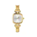 Orologio da donna dorato con cinturino a maglie e indici in strass su quadrante quadrato - Testa dell'Orologio / 5.7x2.5cm / Stile 7 Oro + Quadrante Bianco