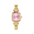 Orologio da donna in acciaio dorato con cinturino a maglie modulari e quadrante rosa - Testa dell'Orologio / 5.7x2.5cm / Stile 7 Oro + Quadrante Rosa
