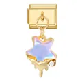 Golden Italian modular link with iridescent star pendant and crystal detail - Gold Base Pendant-Blue Star 1