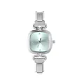 Orologio in acciaio argento con quadrante verde menta e cristalli su cinturino a catena - Testa dell'Orologio / 5.7x2.5cm / Stile 7 Argento + Quadrante Verde Chiaro