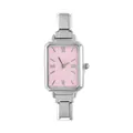 Orologio quadrato argento con quadrante rosa e cinturino elastico in metallo vintage - Testa dell'Orologio / 5.7x2.5cm / Stile 3 Argento + Quadrante Rosa