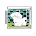 Italian charm bead with white cartoon dog on checkerboard pattern for DIY bracelet - Checkerboard White Dog (5890392952382)