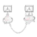 Italian charm bracelet links featuring a planet and devil heart in silver finish - Planet and Devil Heart