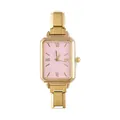 Orologio rettangolare dorato da donna con quadrante rosa e numeri romani dorati - Testa dell'Orologio / 5.7x2.5cm / Stile 3 Oro + Quadrante Rosa