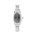Orologio argento in acciaio con quadrante ovale grigio scuro e cinturino a maglie - Testa dell'Orologio / 5.7x2.5cm / Stile 8 Argento + Quadrante Nero