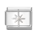 Charm modulaire en acier poli avec un motif d'étoile à huit branches en relief pour bracelet - 1x0,9 cm / Étoile à quatre branches