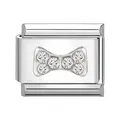 Charme modulaire en acier argenté avec nœud en cristal pour bracelets DIY - 1x0,9 cm / Nœud