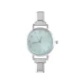 Orologio moderno da donna con quadrante azzurro e cinturino espandibile in acciaio argento - Testa dell'Orologio / 5.7x2.5cm / Stile 5 Argento + Quadrante Verde Chiaro
