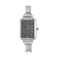 Orologio in acciaio argento con quadrante rettangolare grigio glitter e cristalli - Testa dell'Orologio / 5.7x2.5cm / Stile 9 Colore Acciaio + Quadrante Nero