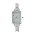 Orologio quadrato argento da donna con quadrante glitterato e cinturino a maglie - Testa dell'Orologio / 5.7x2.5cm / Stile 9 Colore Acciaio + Quadrante Verde Chiaro