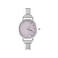 Orologio al quarzo da donna con cinturino in argento e quadrante glitter rosa e cristallo - Testa dell'Orologio / 5.7x2.5cm / Stile 4 Colore Acciaio + Quadrante Rosa
