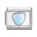 Maillon italien en acier inoxydable avec opale en forme de cœur pour bracelet DIY - 1x0,9 cm / Cœur Bleu