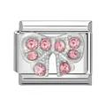 Module de breloque en acier inoxydable avec nœud rose et cristaux pour bracelets DIY - 1x0,9 cm / Nœud Rose