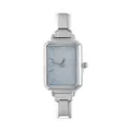 Orologio rettangolare da donna in acciaio argento con quadrante glitterato azzurro e diamanti - Testa dell'Orologio / 5.7x2.5cm / Stile 9 Colore Acciaio + Quadrante Celeste