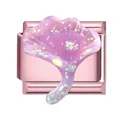 Pink gold ginkgo leaf charm with lavender iridescent glitter for modular DIY bracelet - Rose Foundation - Ginkgo Leaf