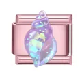 Rose gold Italian charm module with purple translucent seashell and colorful glitters - Rose Foundation - Conch